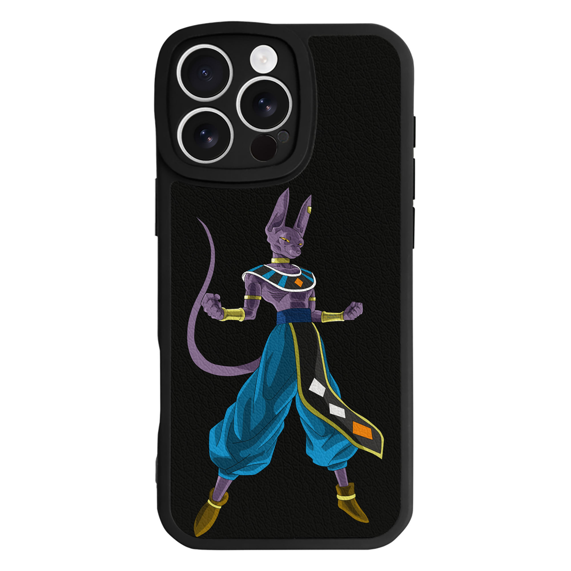 （画像用） ドラゴンボール ビルス 破壊神ビルス DRAGON BALL Beerus Birusu 【iPhone 16シリーズ対応】シリコンスマホケース（レザー調） 材質：シリコン